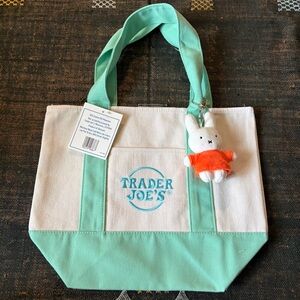 NWT Trader Joe’s Mini Pastel Canvas Tote Bag in Mint